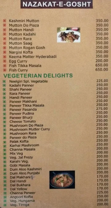 Hotel Nilgiri Restaurant menu 