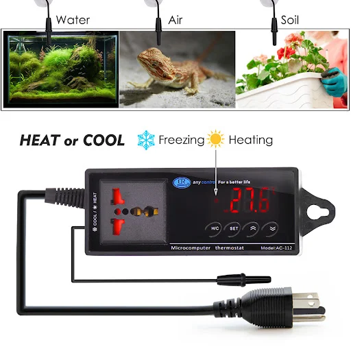 Reptile Terrariums Aquarium LED Temperature Sensor Thermostat Controller Thermostat Suction Cup for Lizard Aquarium Gard