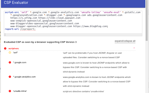 Evaluator script-src *.google.com *.google-analytics.com *.gstatic.com *.blogger.con *.googleapis.com https://s.ytimg.com www-bloggervideo-opensocial.googleusercontent.com www-blogger -opensocial.googleusercontent.com report-uri /cspreport; expandicoliapse www.google.com www.google-analytics.com 
