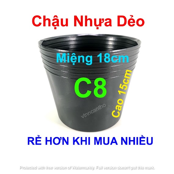 Chậu Nhựa Trồng Cây C8 Đen Trồng Cây, Trồng Rau, Chậu Trồng Hoa Vạn Thọ Tết (18X15Cm)