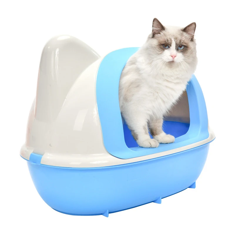 Troublemaker Semi-closed Cat Toilet Cat Head Design Odor Control Easy Cleaning Private Space for Your Cat