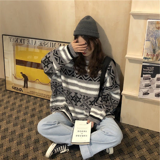 Title 5, Lazy Korean style wild long-sleeved knit top