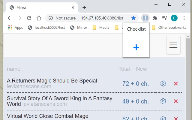 Add manga button chrome extension