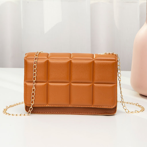 Title 6, Plaid Embossed Small Square Bag Solid Color Tas...