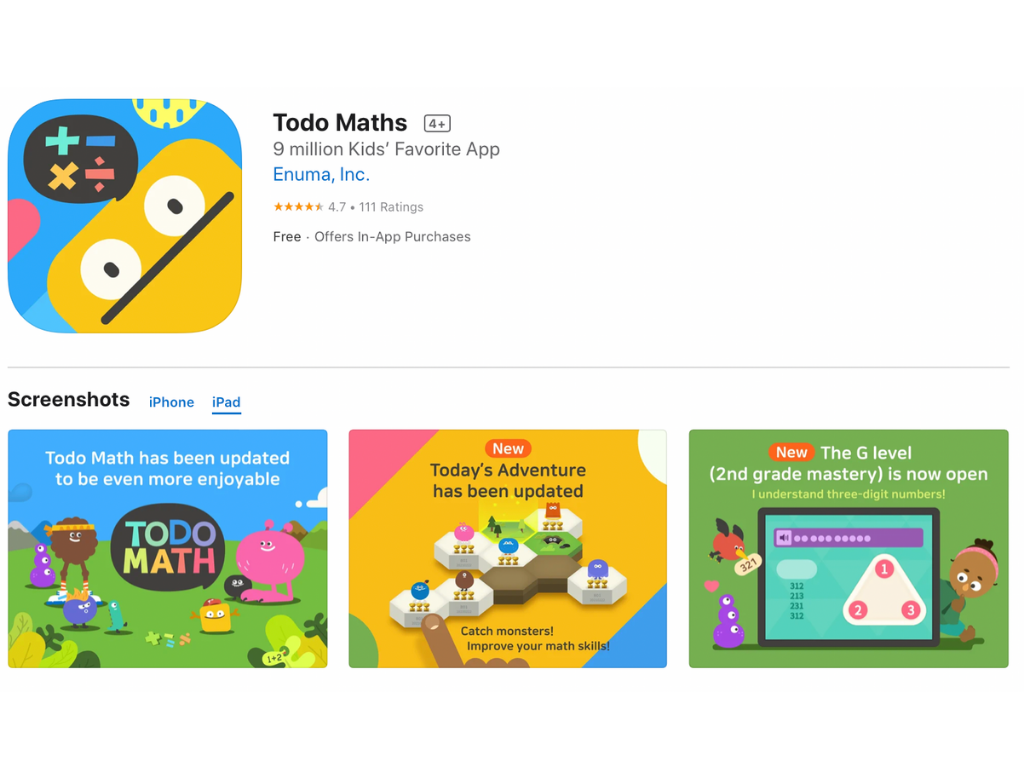 Todo Math — Numbers App for Kids iStore