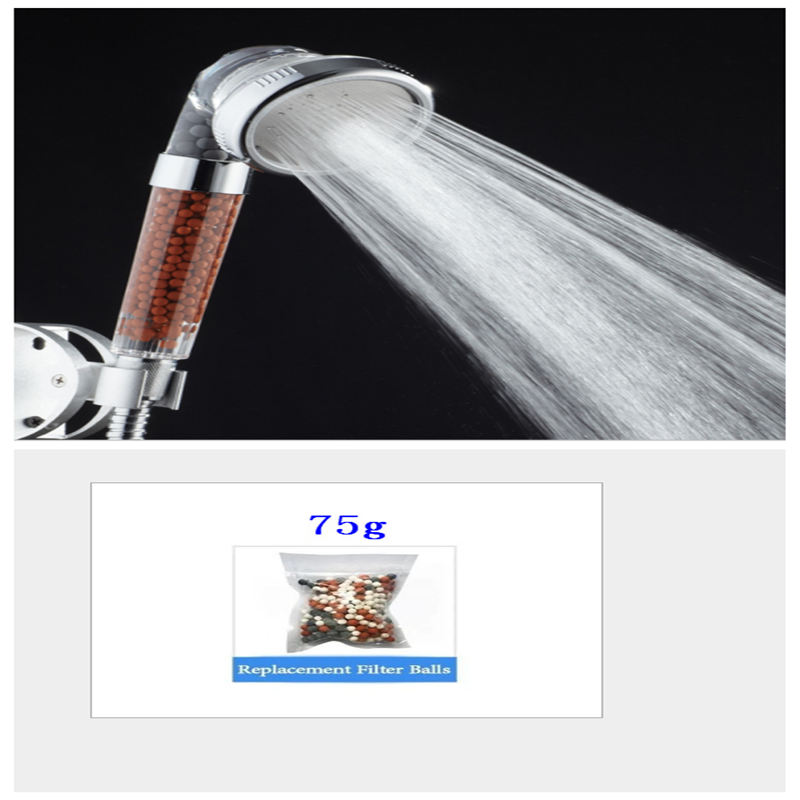 Pomme de Douche Transparente à 3 Vitesses avec Filtre et Ions Négatifs, Purifie l'Eau pour une Douche Revigorante
