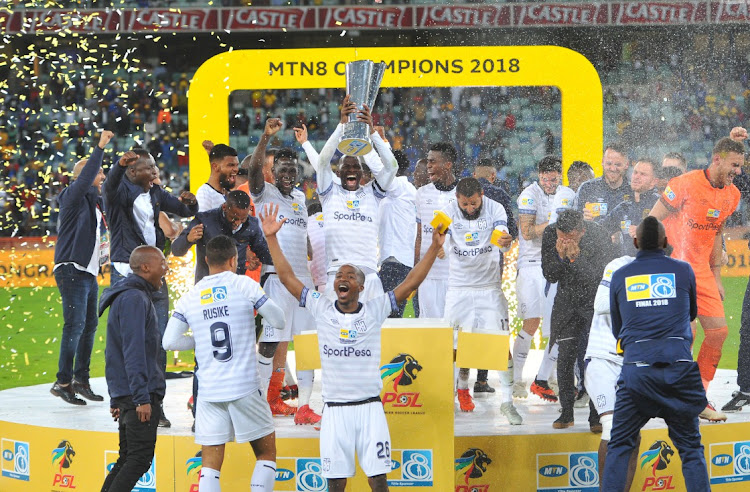 Cape Town City celebrates being crowned Champions of MTN8 during 2018 after beating Supersport United. Tommorow they face Mamelodi Sundowns in the final.