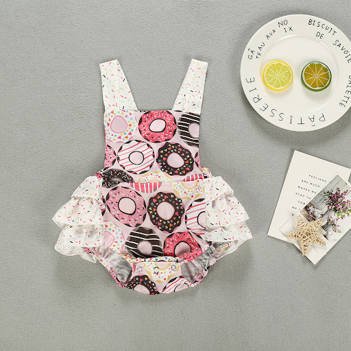 Title 3, Girls Fashion Casual Sleeveless Donut Print Rom...