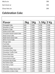 Cake Bash menu 2