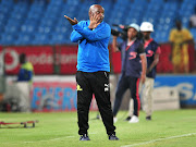 Mamelodi Sundowns coach Pitso Mosimane reacts during the match.   