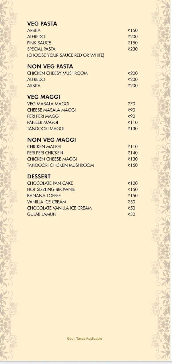 Urban Desi menu 