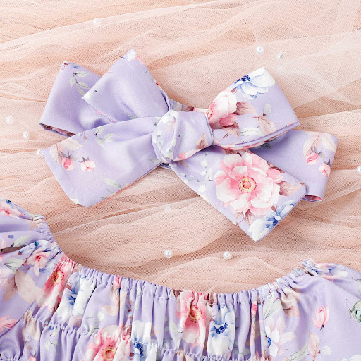 Title 3, Puff Sleeve Smocking Flower Print Skirt Baby Bo...