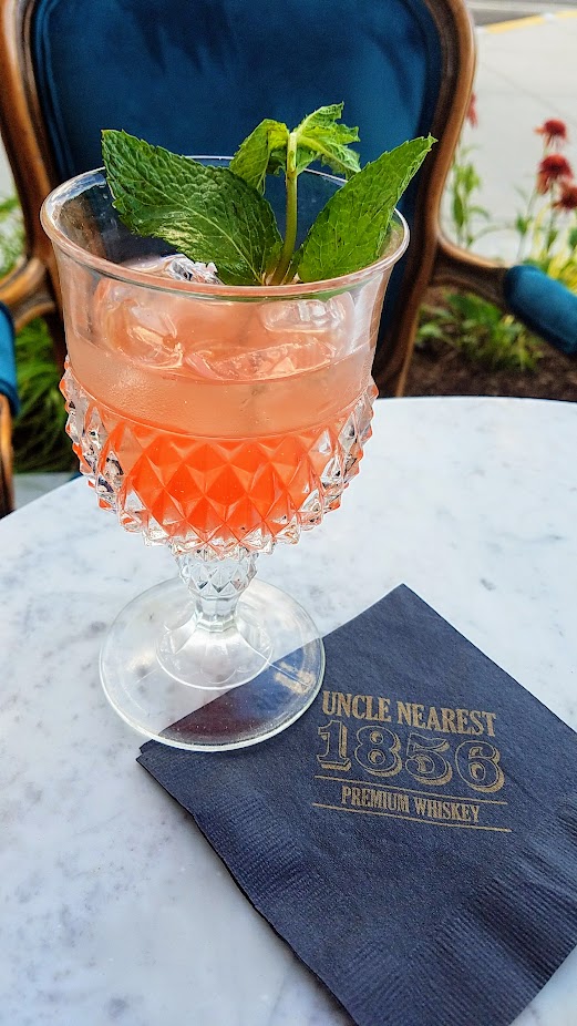 Uncle Nearest Whiskey cocktail The Fiddler's Punch with Uncle Nearest 1856 Premium Whiskey, Aperol, Brutto Americano, Watermelon, Pineapple, Mint
