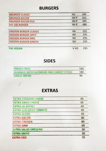 Vicki's menu 