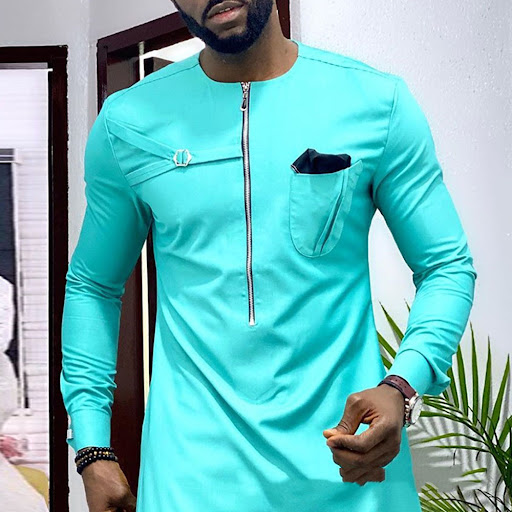 Title 2, Mens robe shirt, African ethnic style, round n...