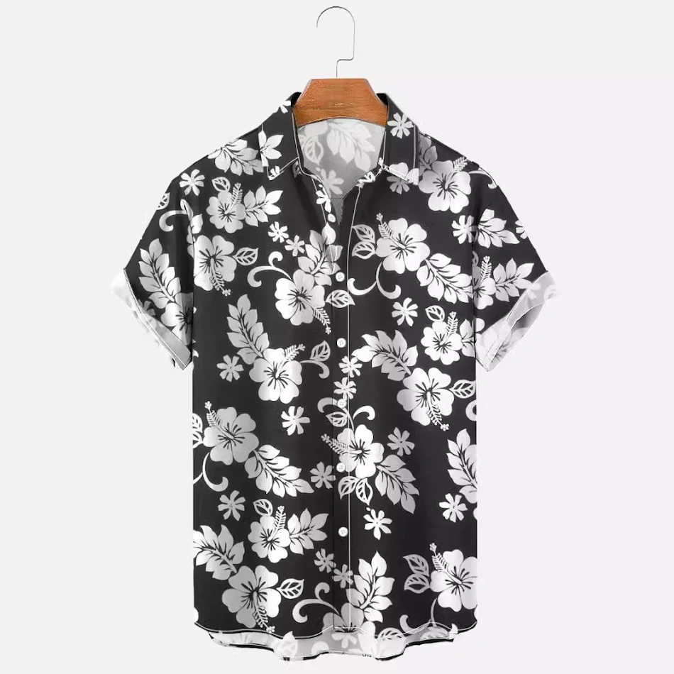 Summer Flower Pattern Seaside Men's Clothing Print Shirt. Comfortable and stylish shirt perfect for a relaxed summer loo