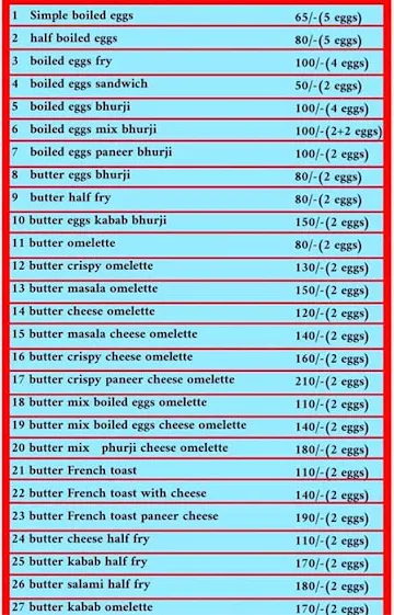 Shah Eggs menu 