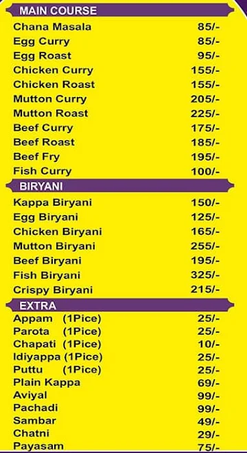 Taste Of Kerala menu 