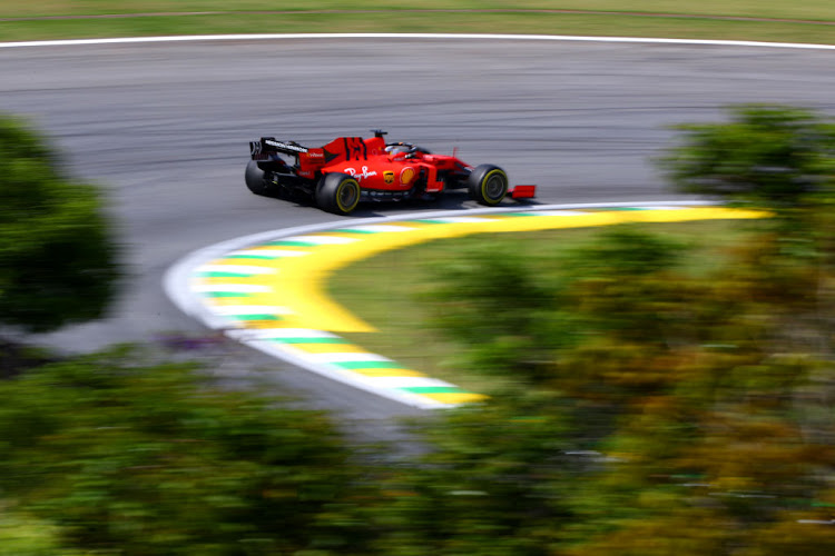 Sebastian Vettel of Germany driving the (5) Scuderia Ferrari SF90 during the F1 Grand Prix of Brazil at Autodromo Jose Carlos Pace on November 17 2019.