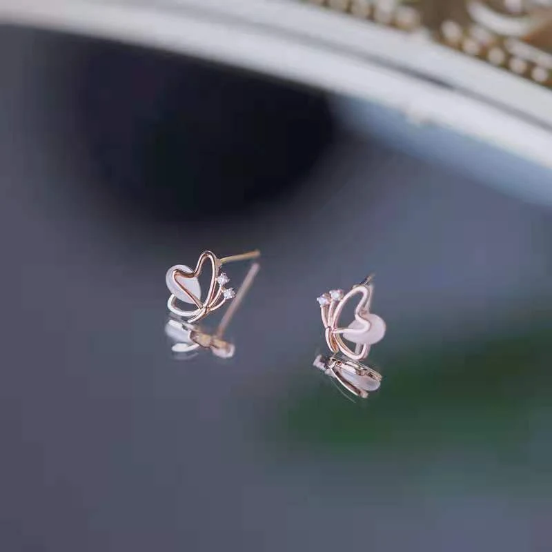 925 Sterling Zilver Naald Zoete Vlinder Stud Oorbellen Temperament Opaal, stijlvolle oorbellen voor dames.