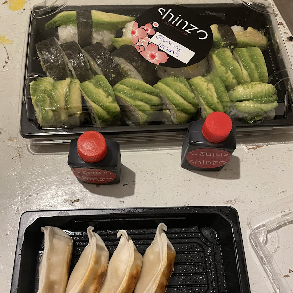 Glutenfree gyozas and non fish sushi boc