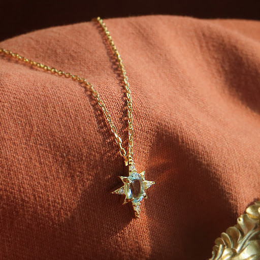 Title 5, Vintage Blue Topaz Necklace Silver Plated. An e...