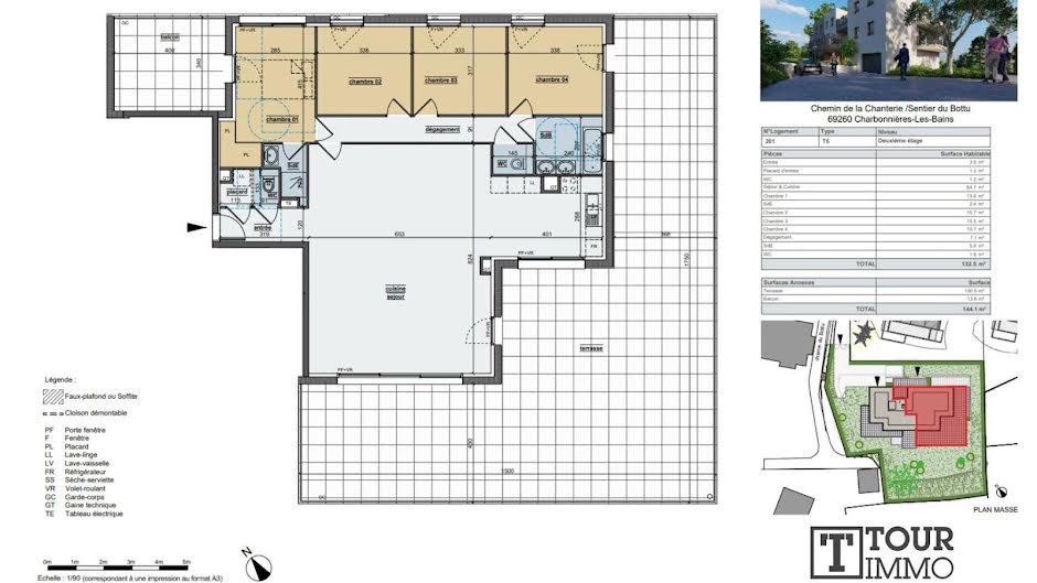 Vente appartement 5 pièces 132 m² à Charbonnières-les-Bains (69260), 950 000 €