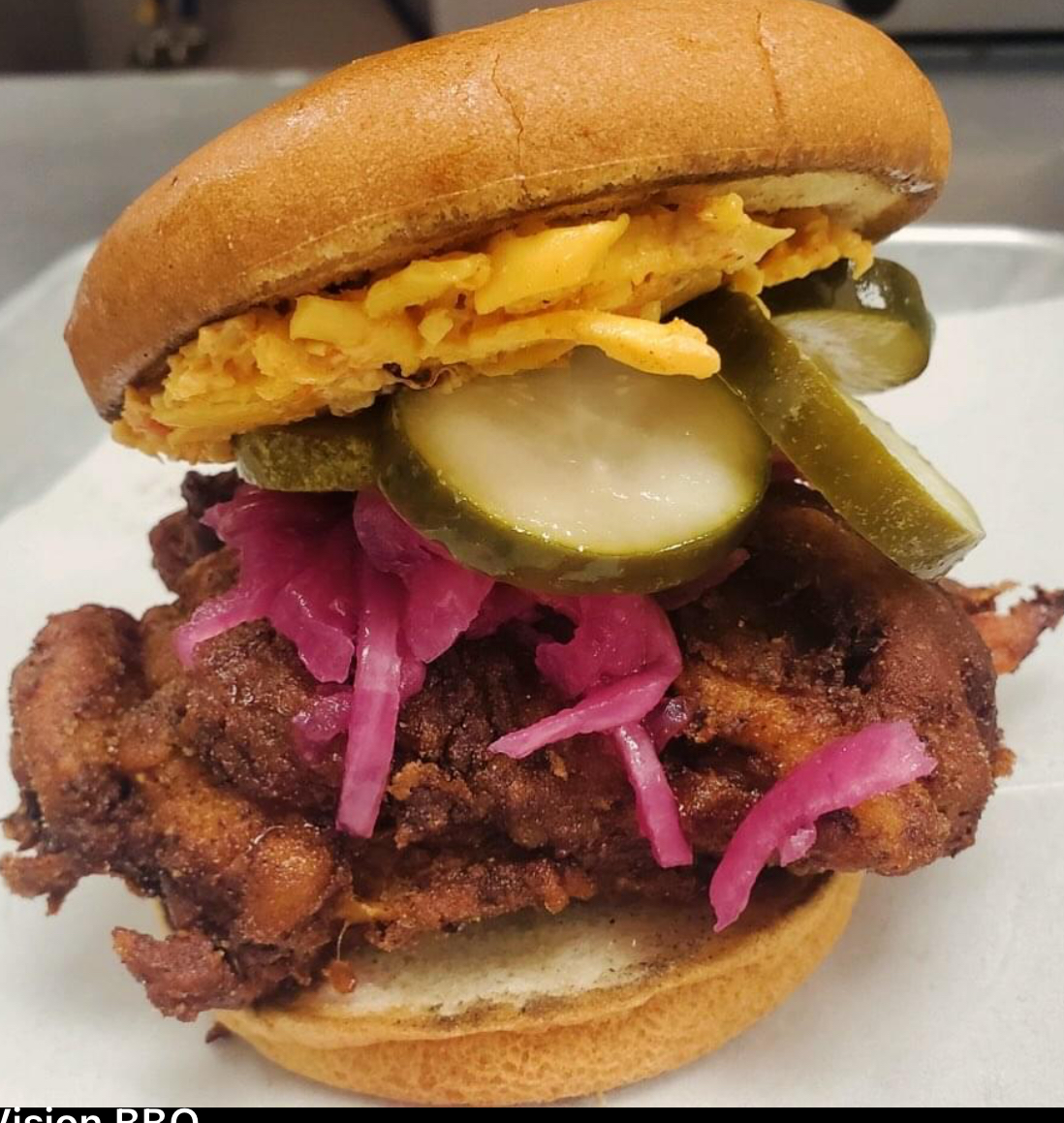 This is a Gluten Free piece of Fried Chicken on a Gluten Free bun.