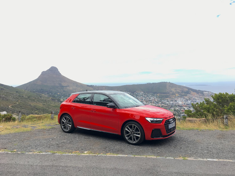 The Audi A1 35 TFSI lurks above Cape Town