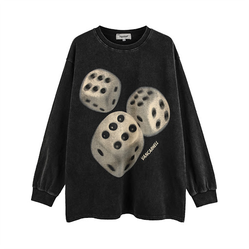 Title 13, Mens Dice Printed Worn Looking Washed-out T-sh...