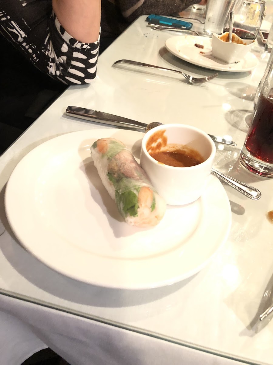 Spring rolls with Rice paper wrap and peanut sauce 1 of 2 gluten-free.