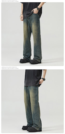 Title 4, Retro Rust Blue Jeans Mens Loose Mop – Embrace...