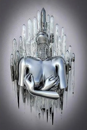 Title 25, Metal Statue Art Canvas Painting Romantic Abstr...