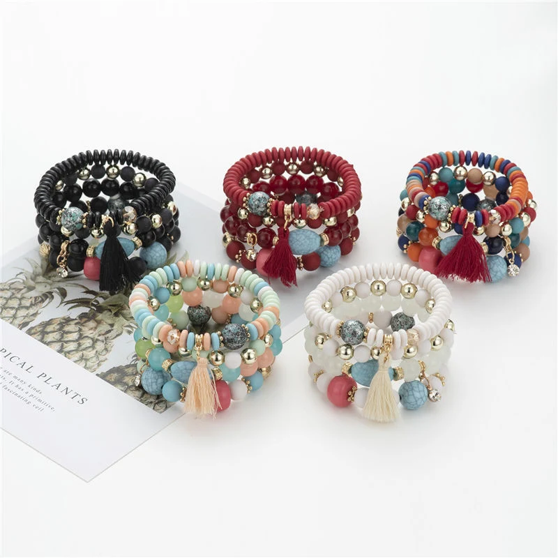 Title 6, Bohemian damesarmband met kleurrijke kralen, me...