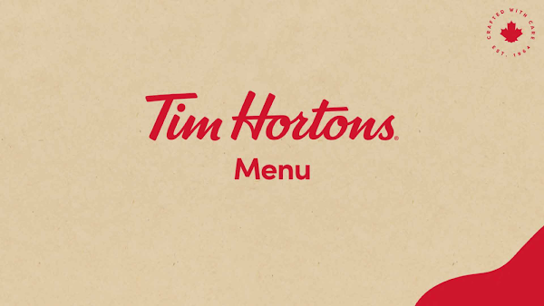 Tim Hortons menu 