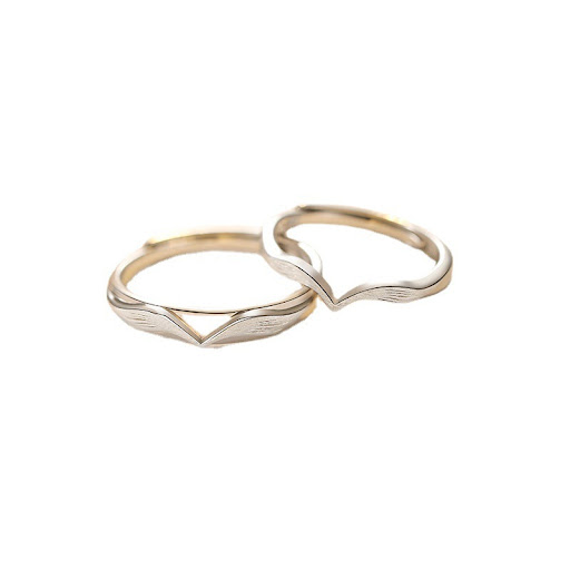 Title 3, Fashion Personality Double Wings Couple Ring, s...