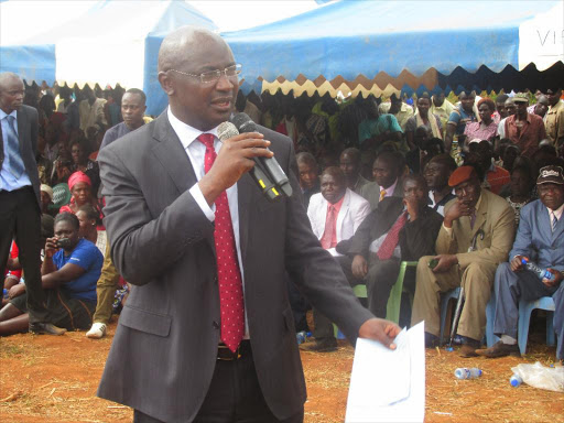 Bungoma governor Wycliffe Wangamati address residents of Tongaren in a past function/BRIAN OJAMAA