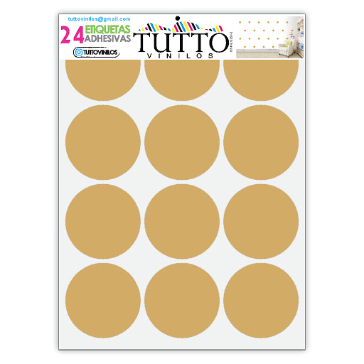 Calcomanias Tuttovinilos Circulo Dorado 24 Und  