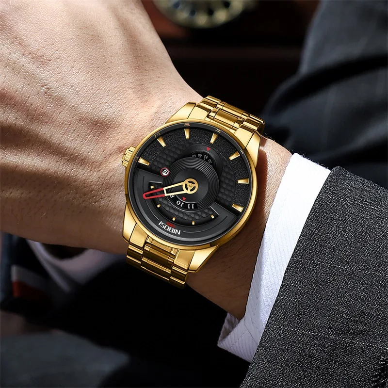 Relógio de quartzo masculino à prova d'água com mostrador de personalidade fashion. Elegância, precisão e durabilidade para o homem moderno.