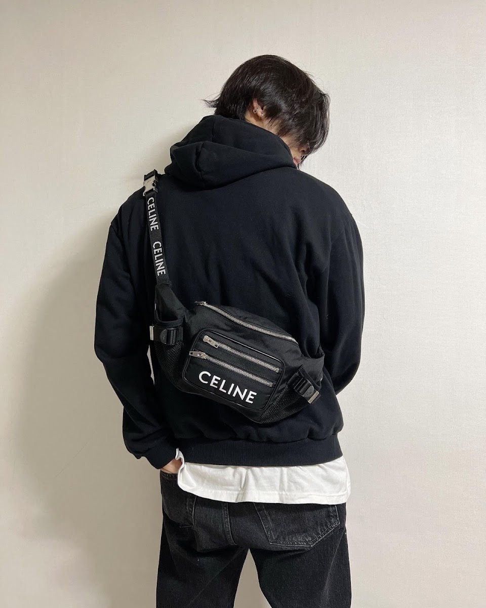 SMALL MESSENGER TREKKING IN NYLON WITH CELINE PRINT - BLACK