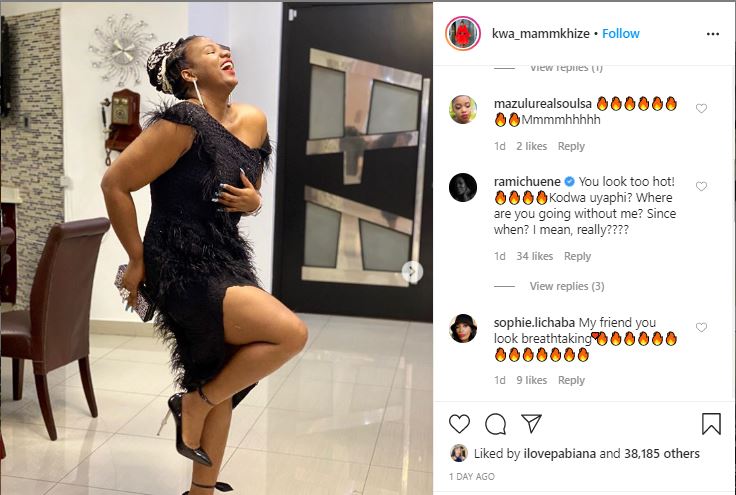 Rami Chuene comments on Shauwn Mkhize's evening look for an intimate birthday party celebration she was apparently attending under lockdown.