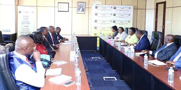 The Chairman of the National Task Force to oversee reforms at the National Police Service and Kenya Prisons Service David Maraga meeting with National Police Service Commission.