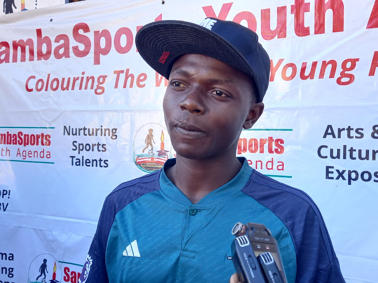 Emanuel Oteng speaks during an interview at the Samba Sports Youth Agenda in Matuga subcounty, Kwale county, on Thursday, August 24, 2023.