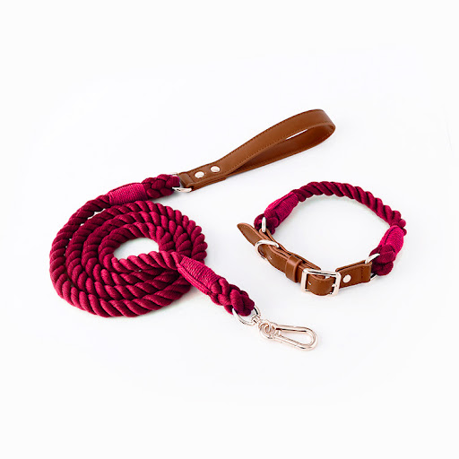 Title 15, Woven Cotton Rope Leather Pet Dog Collar Suit, ...