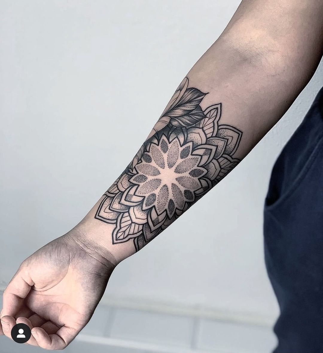 grey mandala tattoo