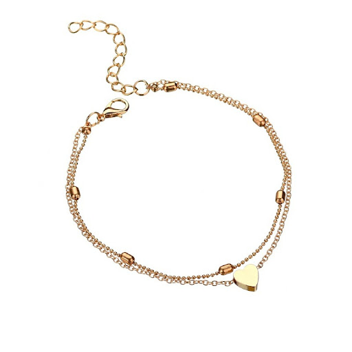 Title 1, Double Love Heart Anklet for Women, Stainless S...