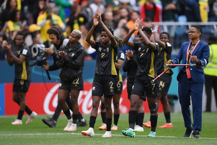 Banyana Banyana's players applaud the fans after the team’s 2-0 last 16 defeat agaist Netherlands and elimination from Women's World Cup Australia & New Zealand 2023 at Sydney Football Stadium on August 6 2023.