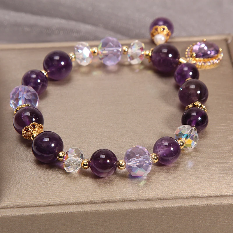Women's Natural Vintage Purple Crystal Bracelet, an elegant and unique accessory that enhances your beauty and style, pe