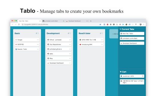 Tablo - Bookmark and manage tabs