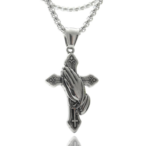 Title 12, Collier Croix Homme Rétro Acier Titane Pendenti...